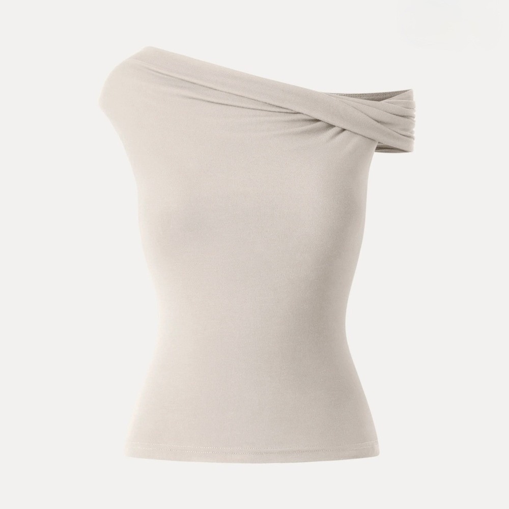 OGL Move Eco-SkinKiss Multi-wear Versatile Necklines Bra Top Fog Beige Med NWT
